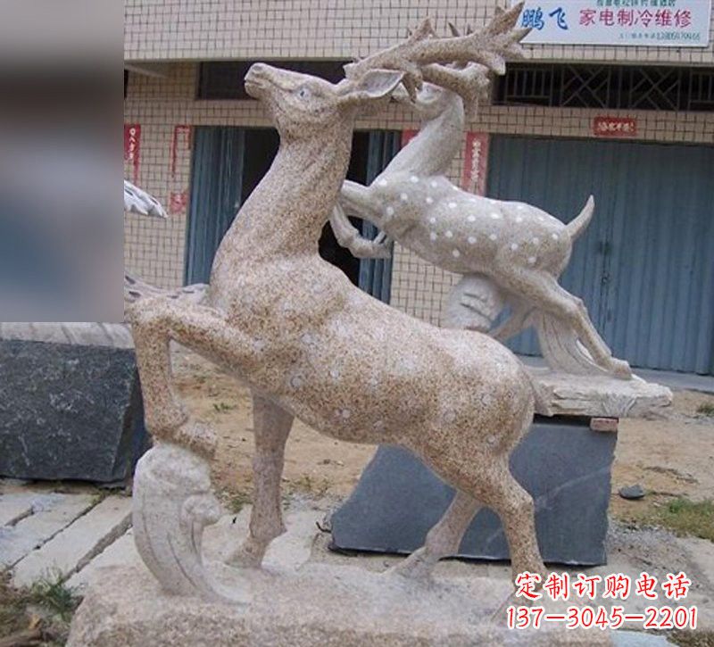 辽阳花岗岩梅花鹿雕塑