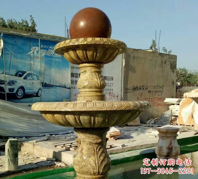 辽阳花岗岩双层风水球雕塑