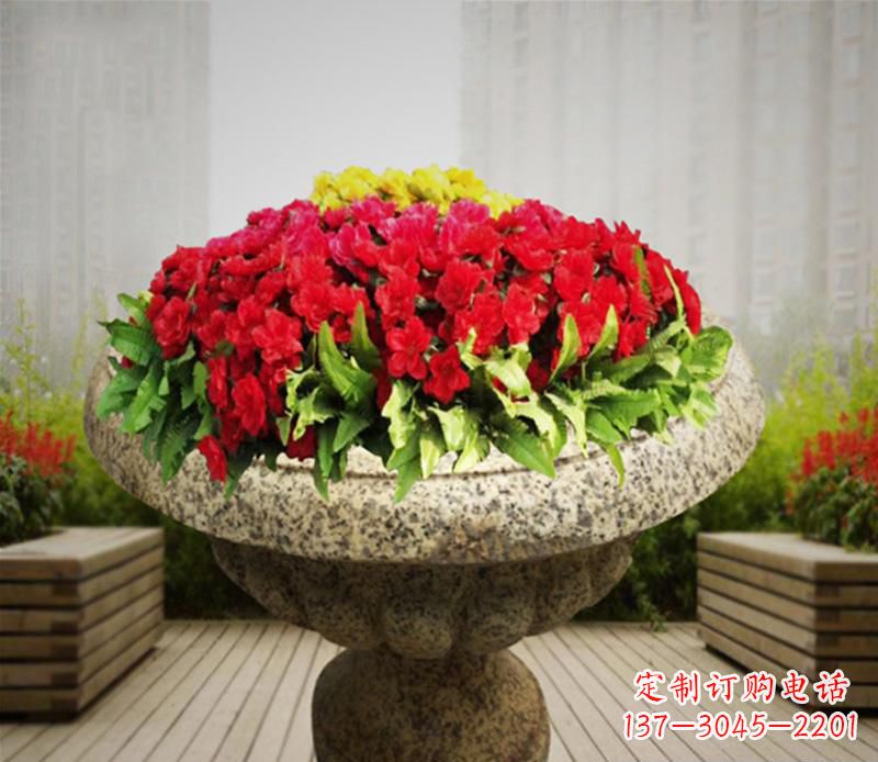 辽阳花岗岩小区景观花盆雕塑:精美艺术设计