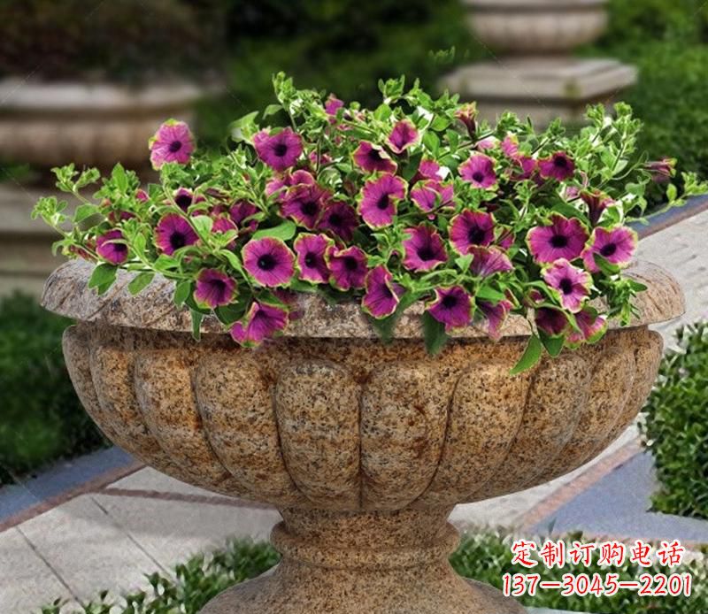 辽阳花岗岩小区景观花盆雕塑,添彩美化景观