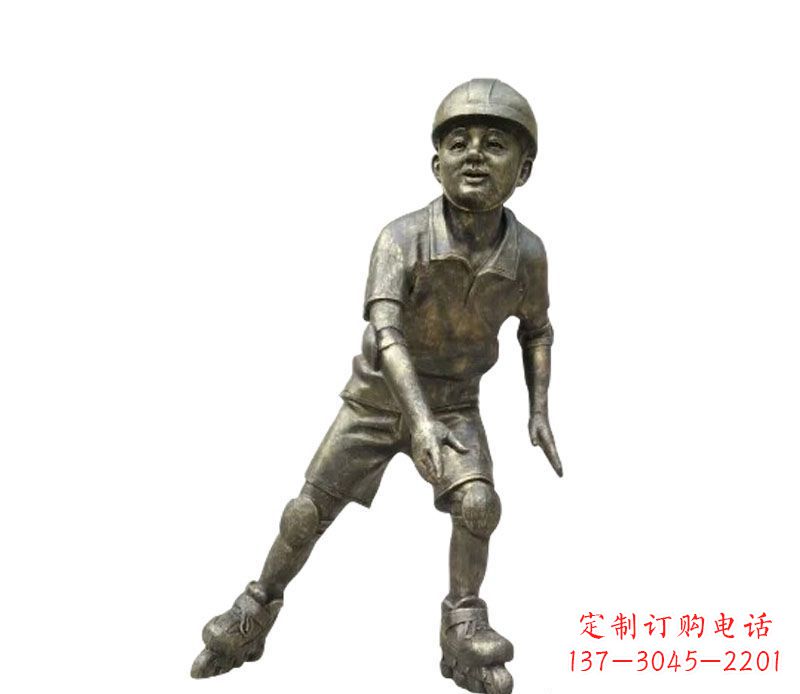 辽阳滑轮滑的儿童铜雕
