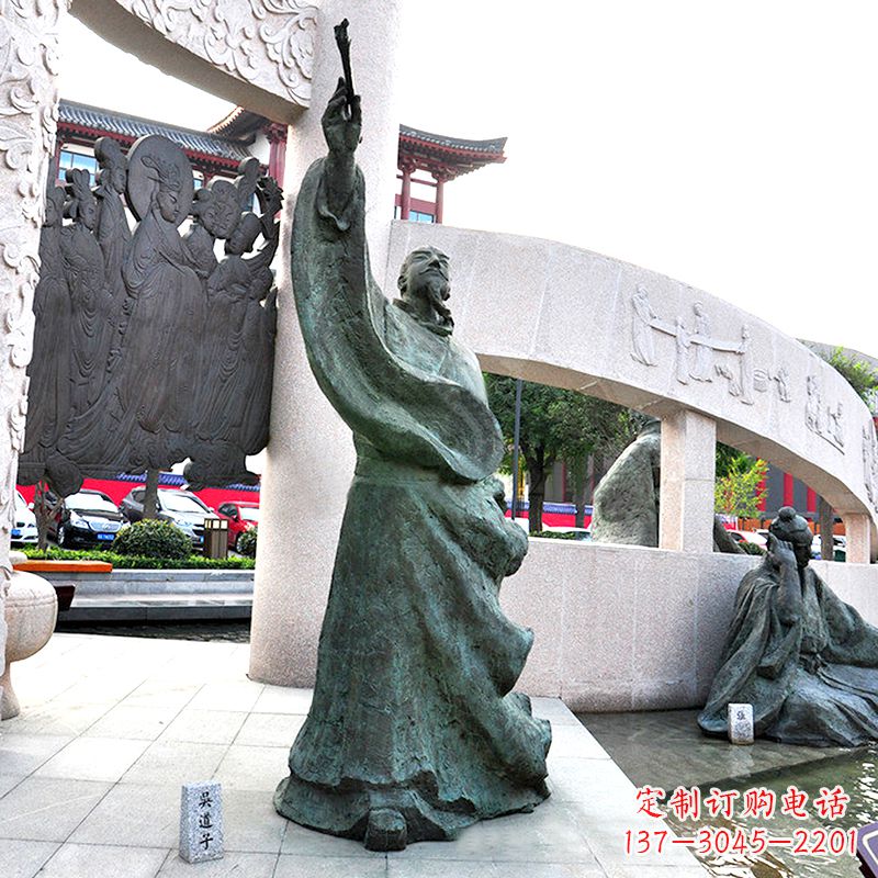 辽阳中领雕塑:仿古吴道子铜雕像