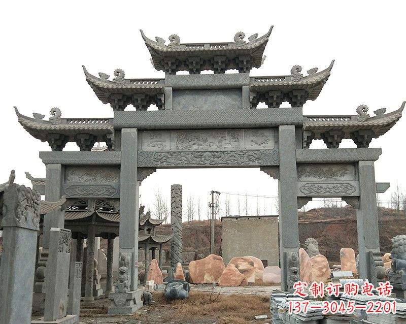 辽阳黄冈石雕牌坊--专业定制牌坊雕塑