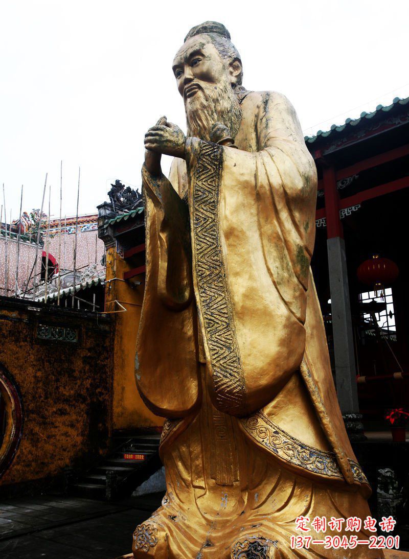 辽阳精致黄铜孔子雕塑,永久流传中华文化