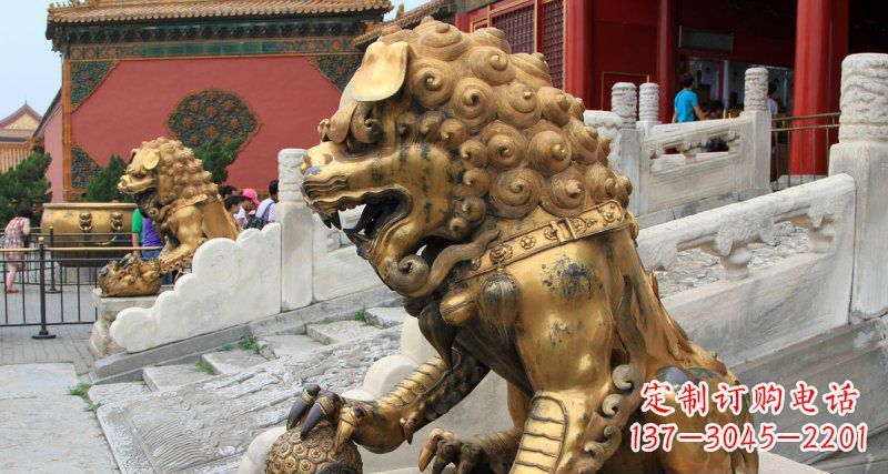 辽阳黄铜狮子故宫狮雕塑,高端定制艺术品