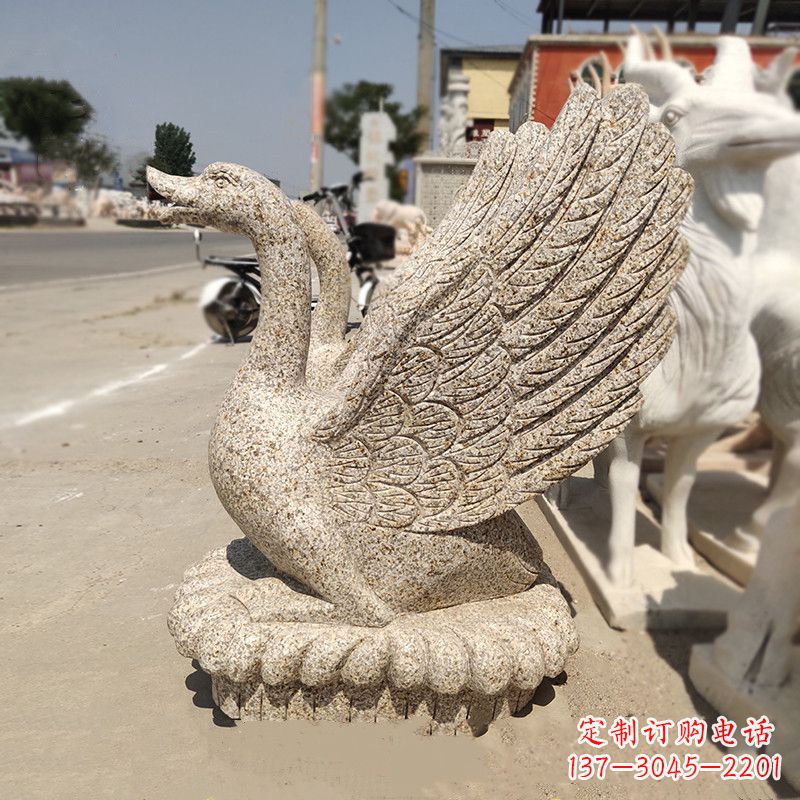 辽阳黄锈石精美雕刻天鹅