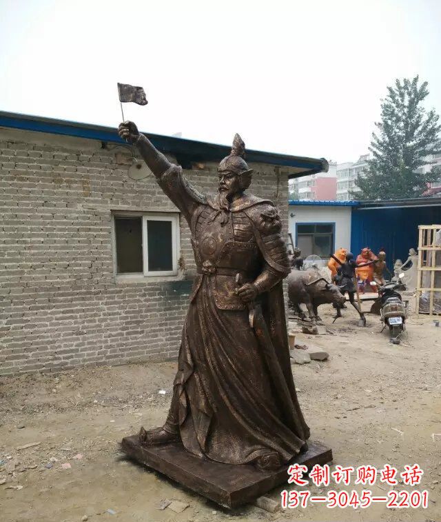 辽阳将军古代人物铜雕
