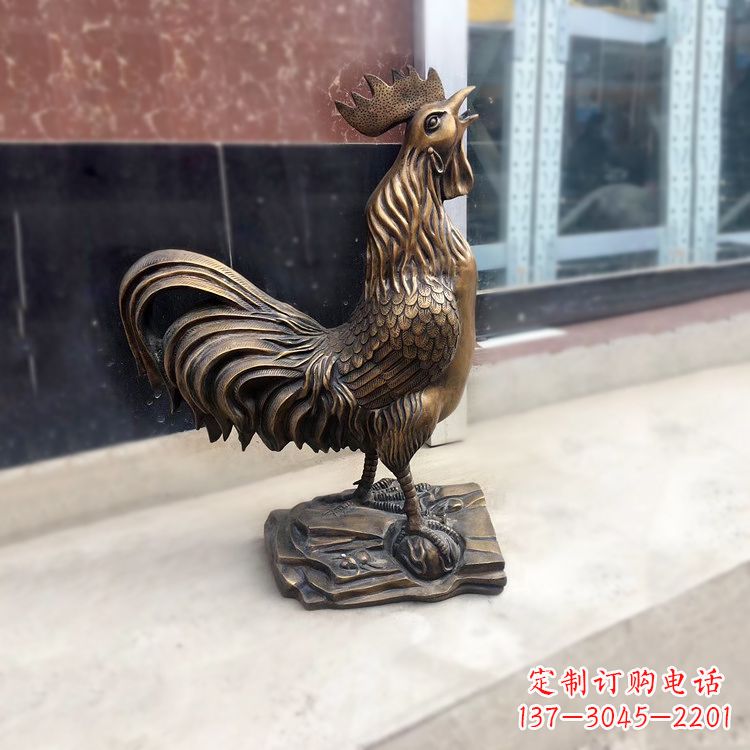 辽阳金鸡报晓生肖动物纯铸铜雕塑