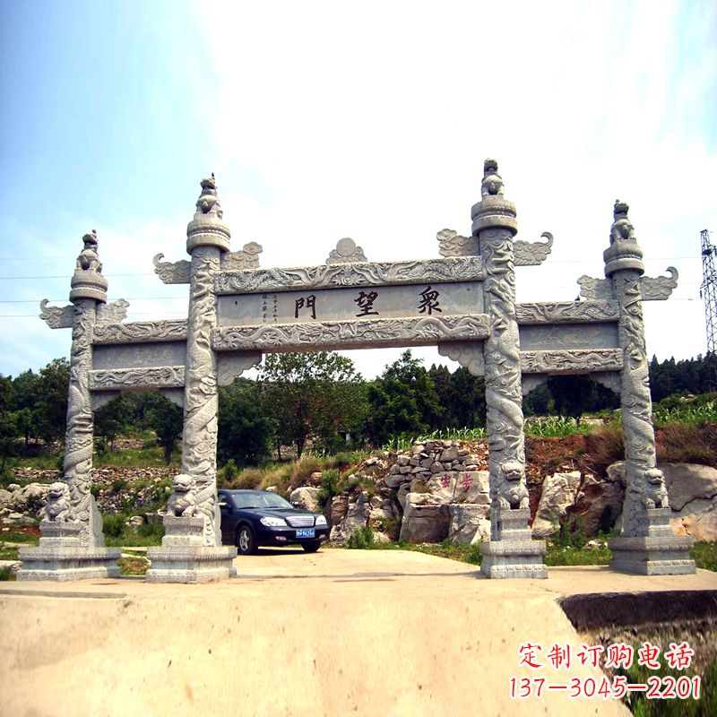 辽阳景区大门华表牌坊石雕