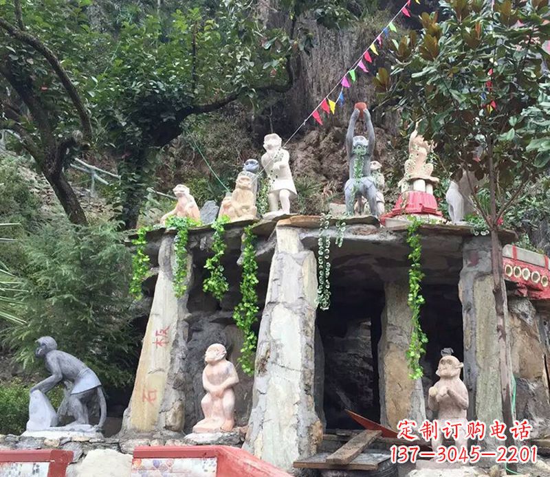 辽阳景区动物猴子石雕
