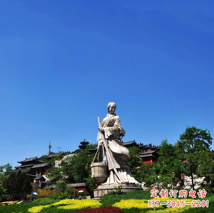 辽阳景区历史人物雕塑,春秋四大美女之文姜汉白玉石雕像