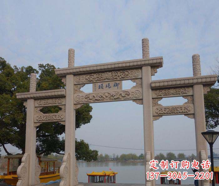 辽阳景区三门牌坊石雕 (6)