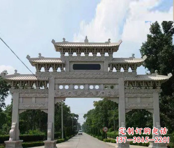 辽阳景区三门牌坊石雕 (9)