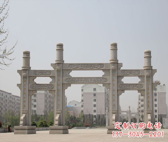 辽阳上中领雕塑:牌坊石雕定制
