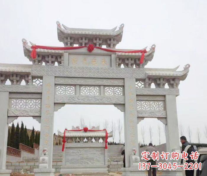 辽阳景区三门牌坊石雕 (14)