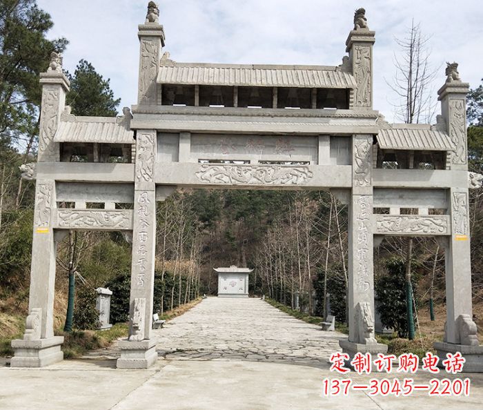 辽阳景区三门牌坊石雕_1 (3)