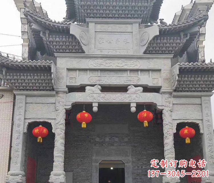 辽阳景区三门牌坊石雕_2 (3)