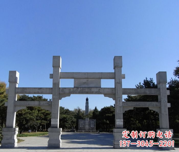 辽阳景区三门牌坊石雕_2