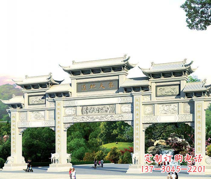 辽阳景区三门石雕牌坊