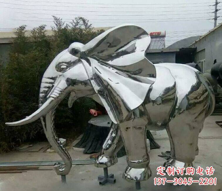 辽阳镜面不锈钢大象雕塑 (2)