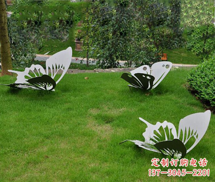 辽阳镜面不锈钢蝴蝶公园草坪动物雕塑摆件