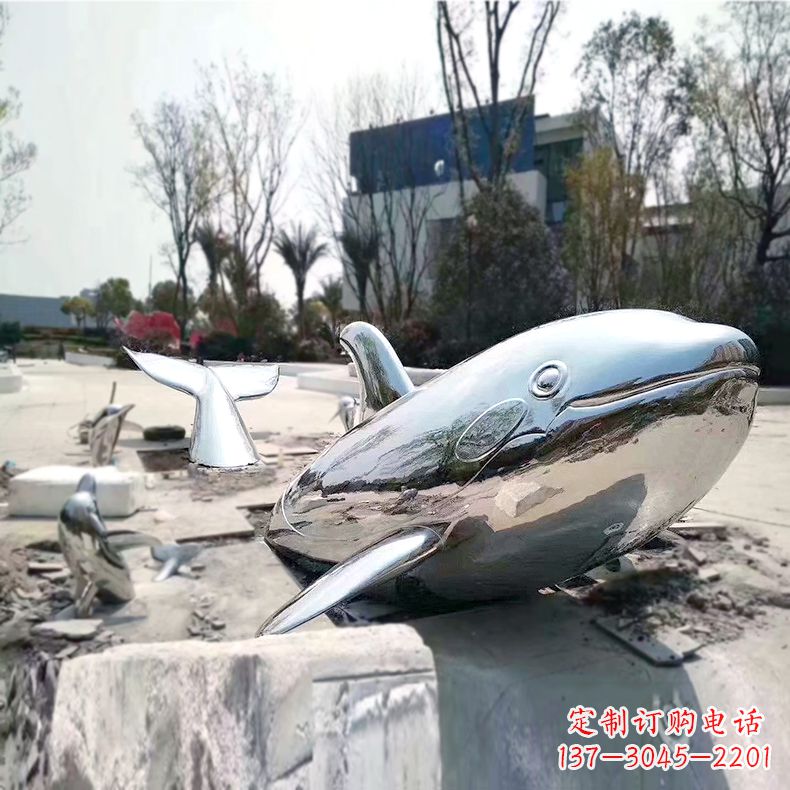 辽阳奇特美观的镜面不锈钢鲸鱼雕塑
