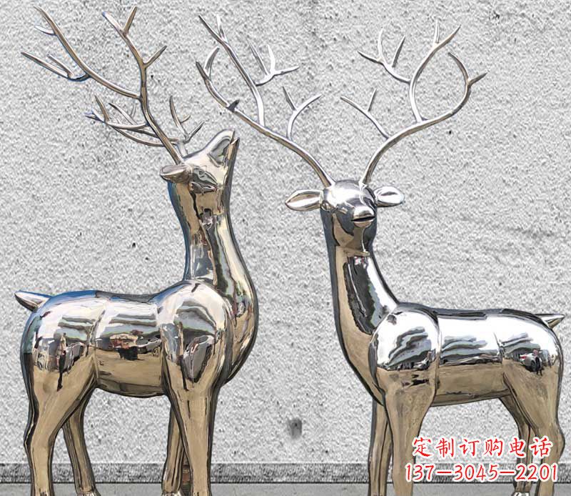 辽阳镜面不锈钢小鹿雕塑