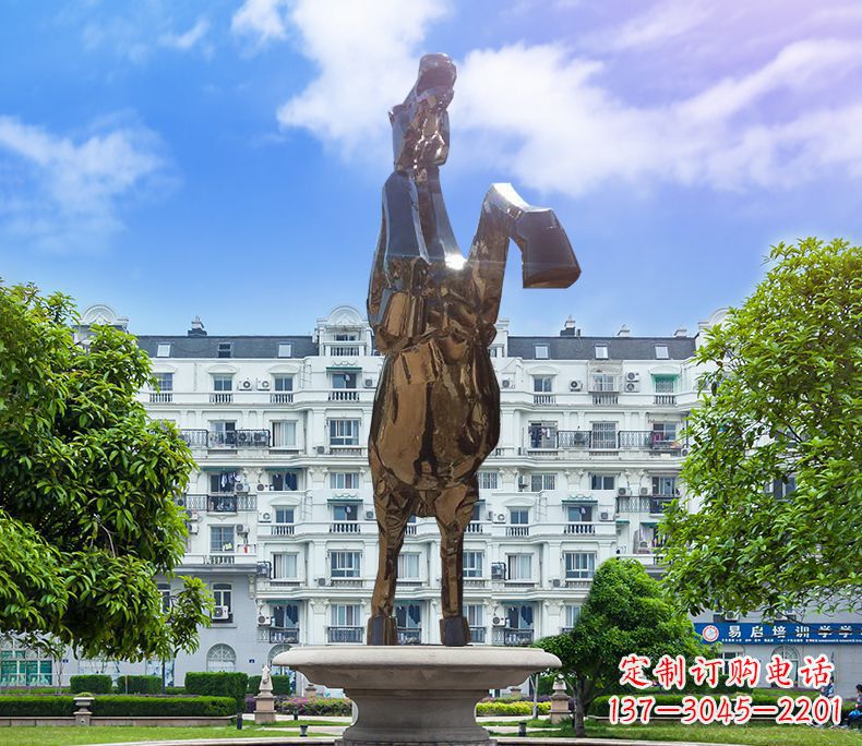 辽阳镜面城市不锈钢奔马雕塑
