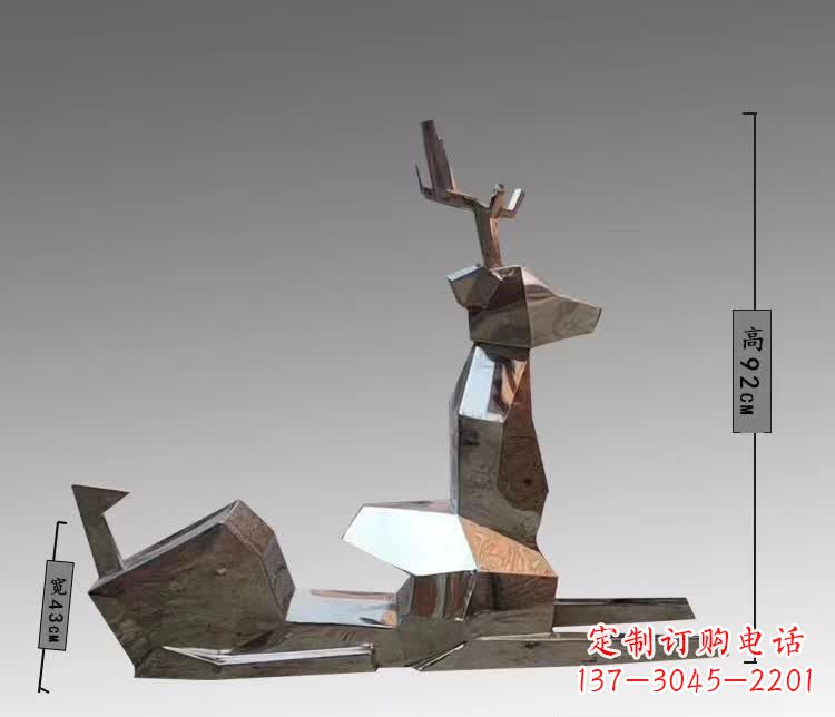 辽阳镜面抽象梅花鹿不锈钢雕塑