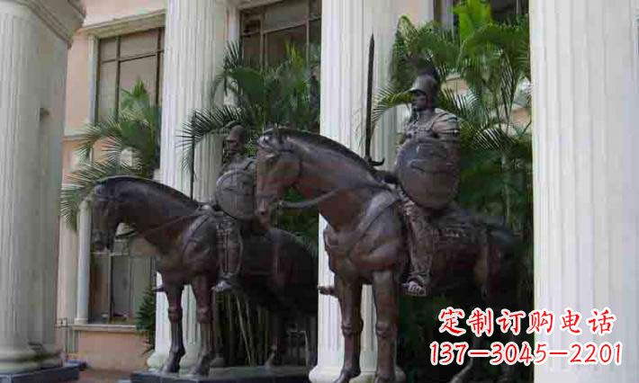 辽阳酒店门口骑马的罗马士兵人物铜雕