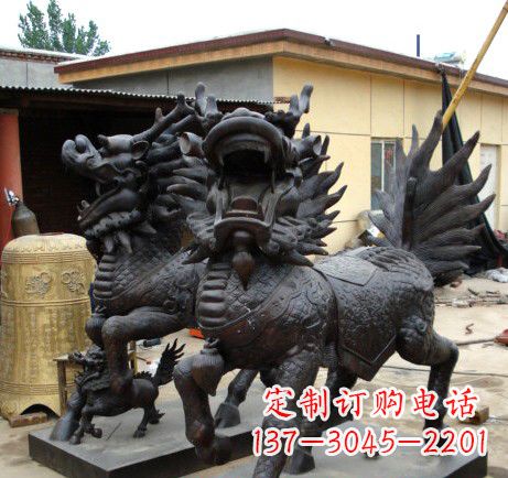 辽阳精致、象征意义高的聚财铜麒麟雕塑