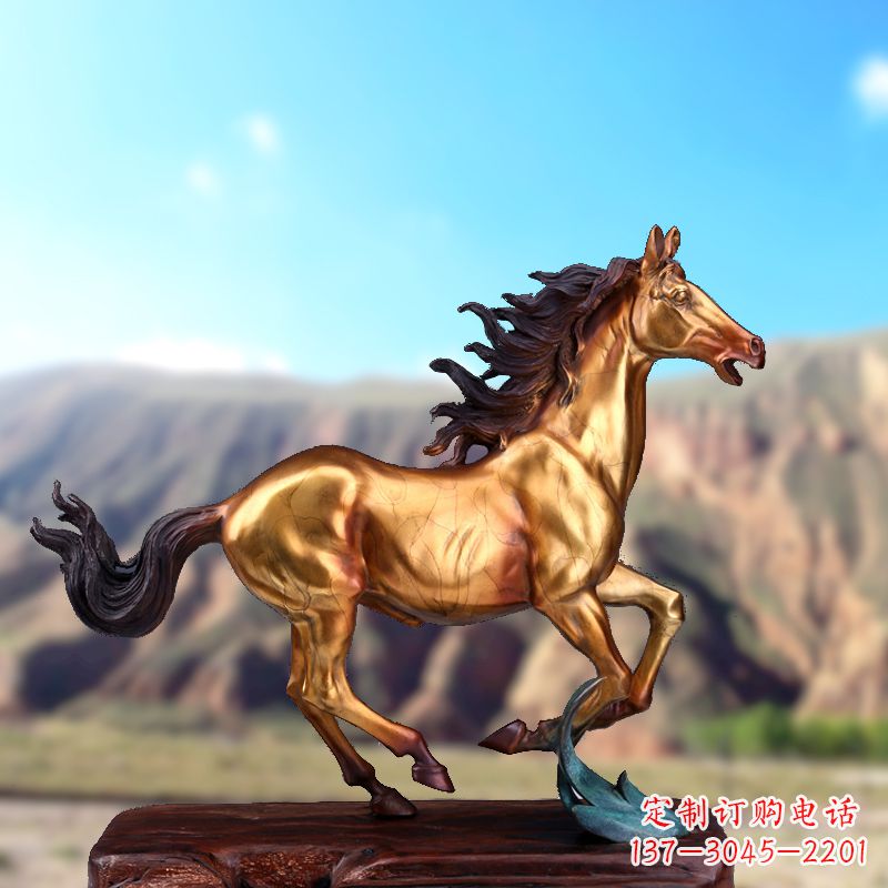 辽阳烤漆铜动物雕塑,精美马雕