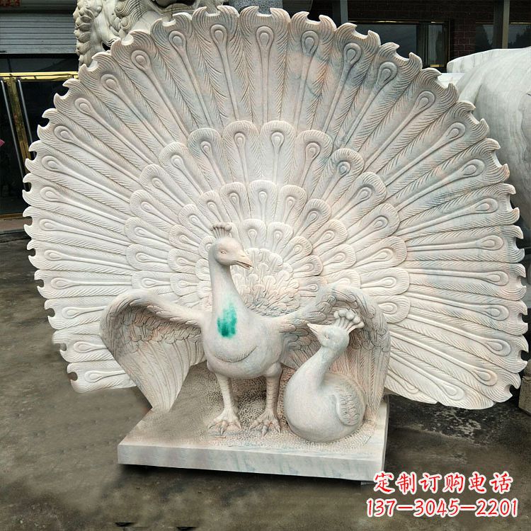 辽阳孔雀汉白玉石雕