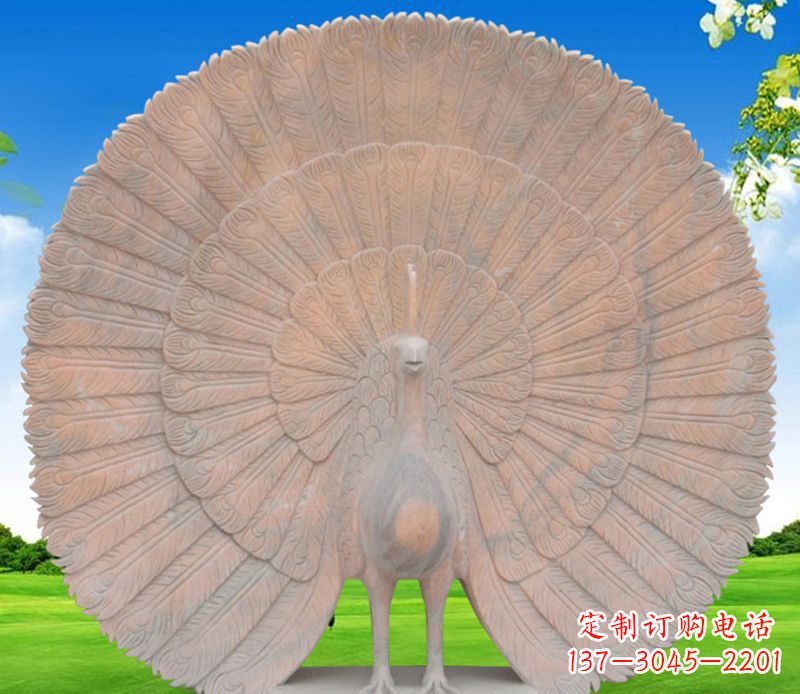 辽阳孔雀开屏石雕公园动物摆件