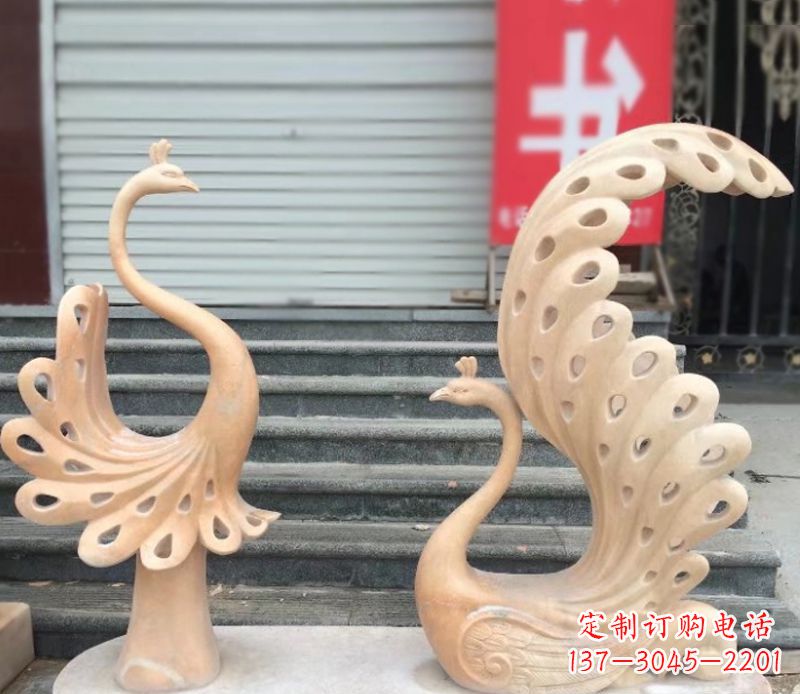 辽阳孔雀石雕园林景观摆件