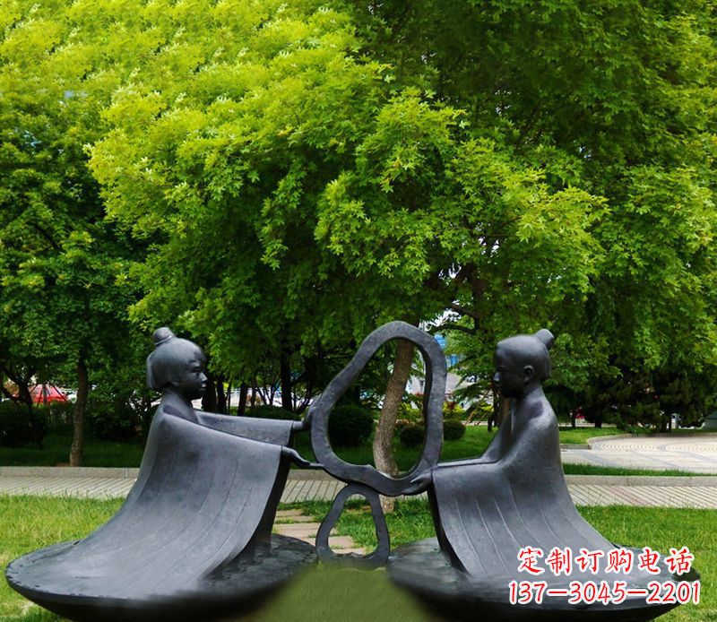 辽阳孔融让梨公园铜雕