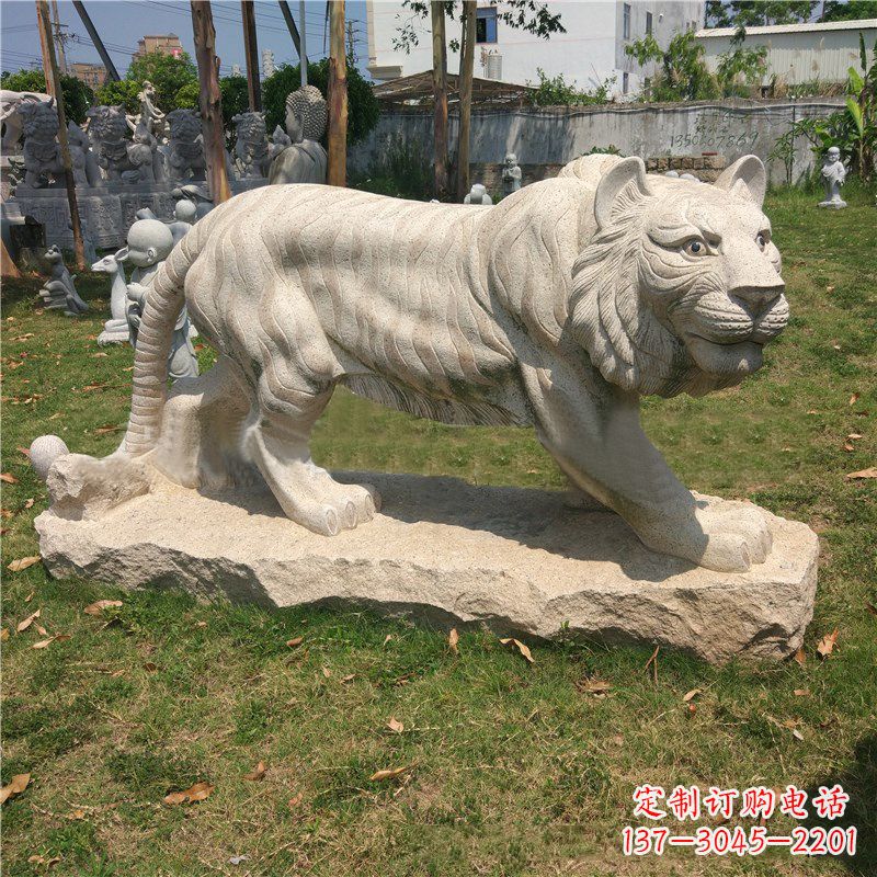 辽阳老虎石雕花岗岩雕塑-公园草丛动物摆件