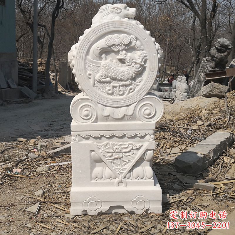 辽阳老石雕狮门墩狮子