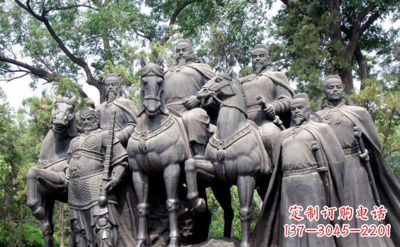 辽阳李世民领兵名人铜雕,永久流传霸业辉煌