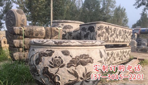 辽阳出类拔萃的丝绸石浮雕仿古圆水缸
