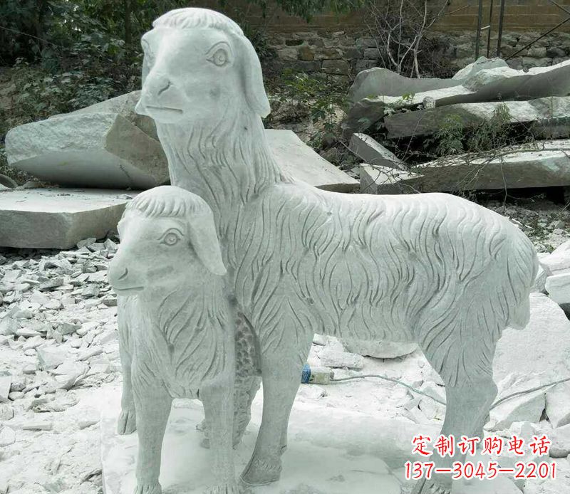 辽阳羚羊石雕公园动物摆件