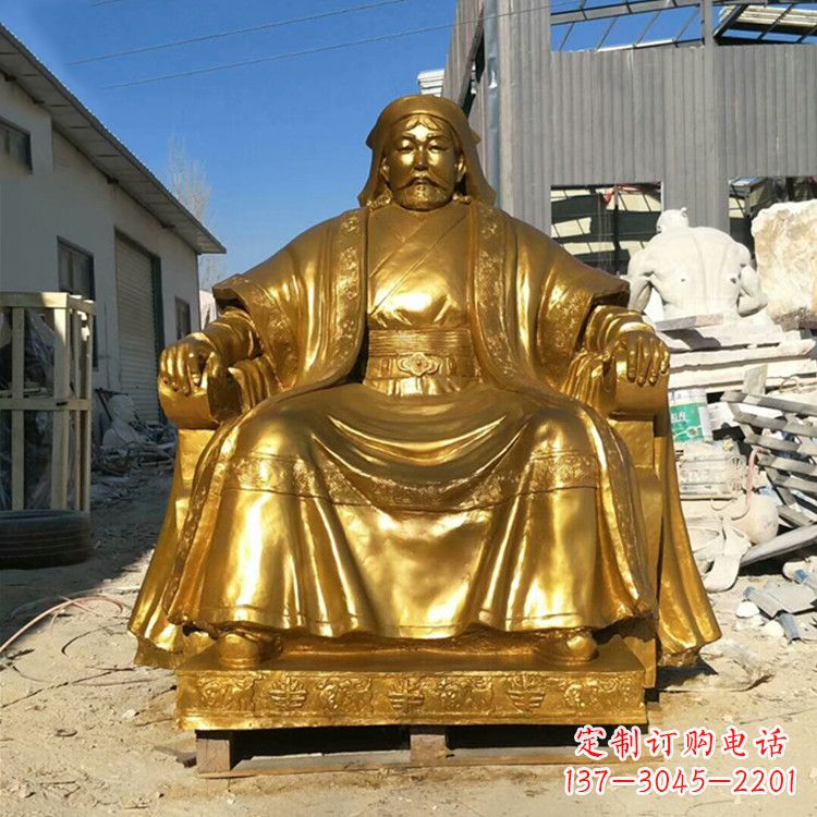 辽阳精美鎏金成吉思汗雕像,铸就历史精神