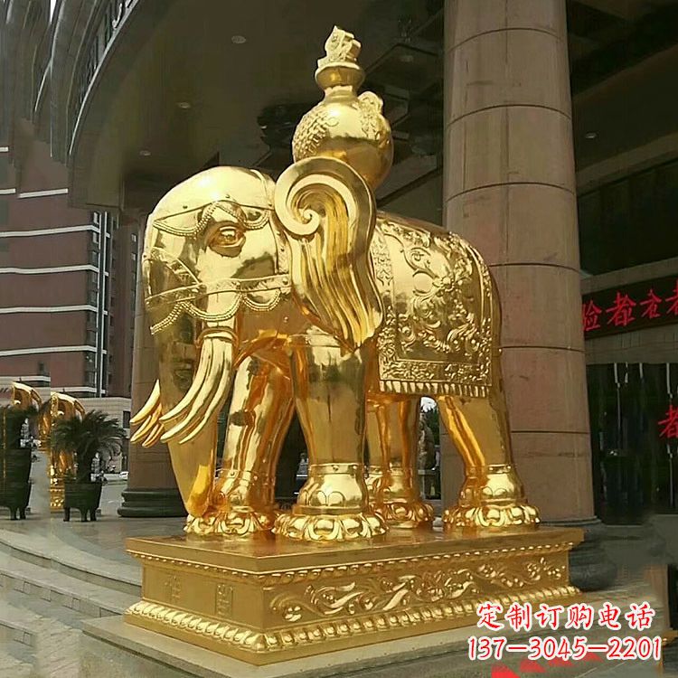 辽阳鎏金大门大象铜雕,招财辟邪吉祥动物雕塑