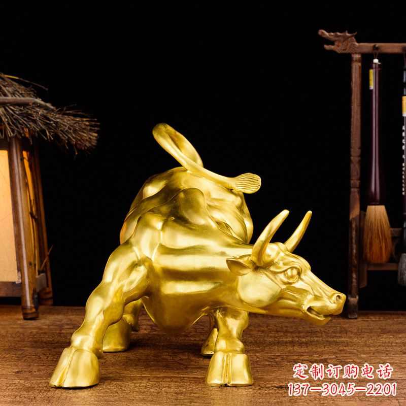 辽阳鎏金华尔街铜牛生肖动物雕塑摆件