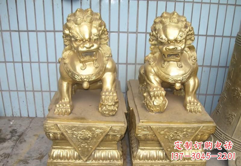辽阳北京狮子雕塑,高雅典雅的手工鎏金铜制品