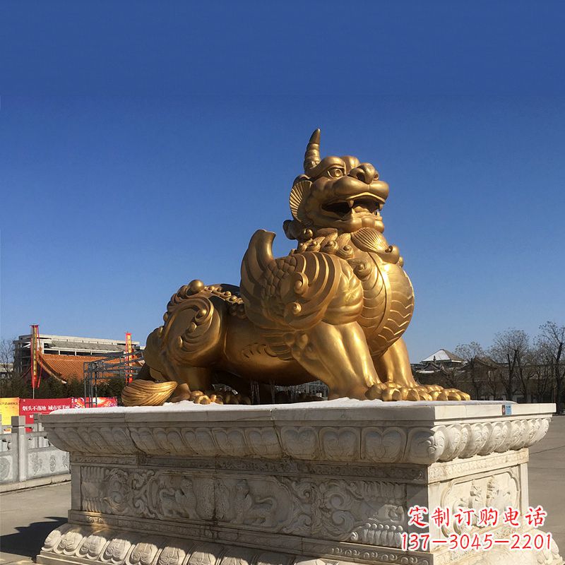 辽阳鎏金铜獬豸雕塑-给您的园林更多灵魂