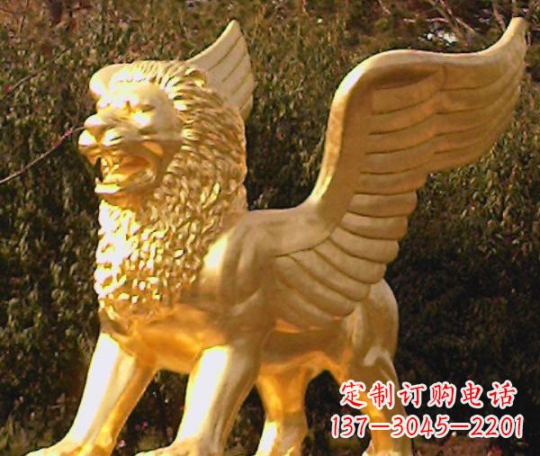 辽阳鎏金西洋狮子飞狮铜雕,尊贵非凡