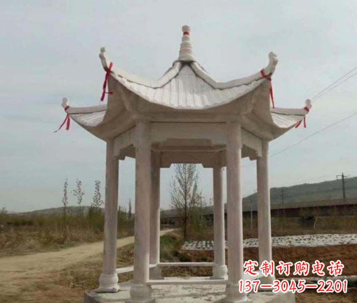 辽阳六角石雕凉亭 (2)