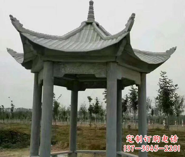 辽阳六角石雕凉亭 (3)