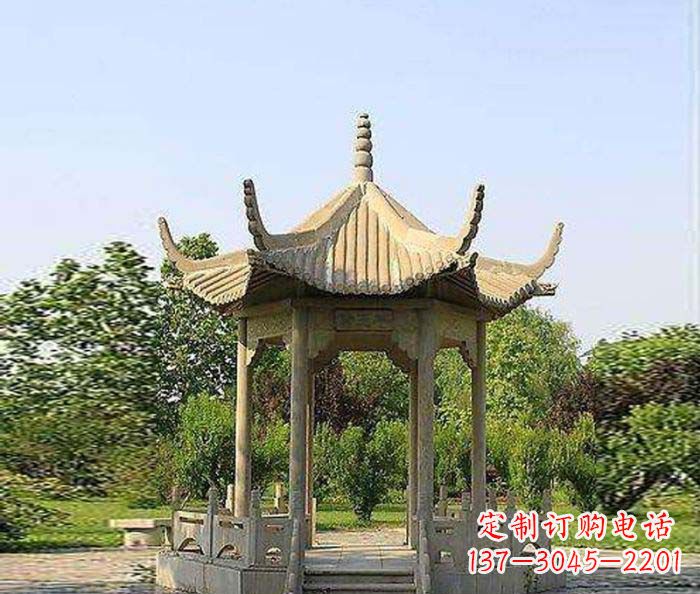 辽阳六角石雕凉亭 (6)